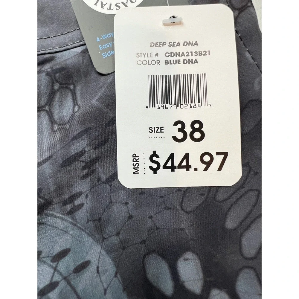 Coastal DNA Board Shorts Men 38 Blue DNA Grey Scale 4-Way Stretch Swim Trunk G14
